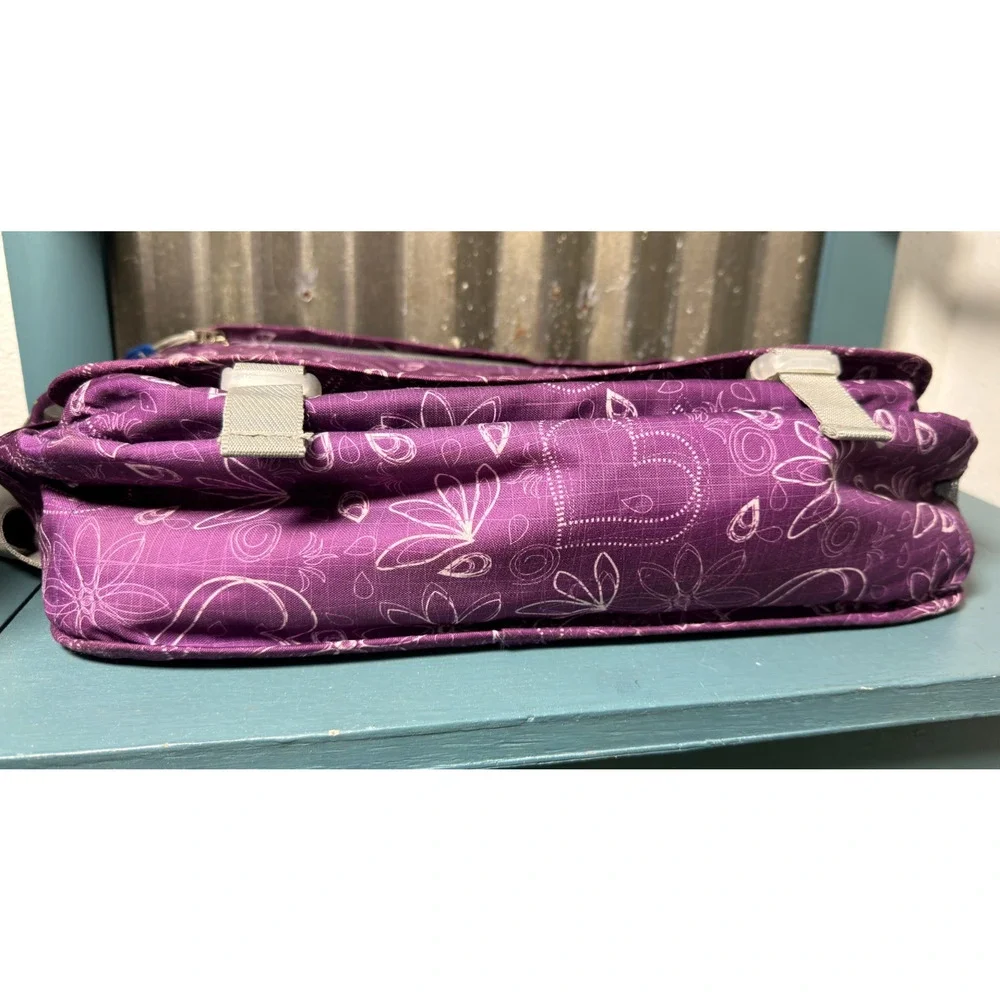 JWorld Thomas Purple Floral Heart Messenger Laptop Bag Crossbody School Commute